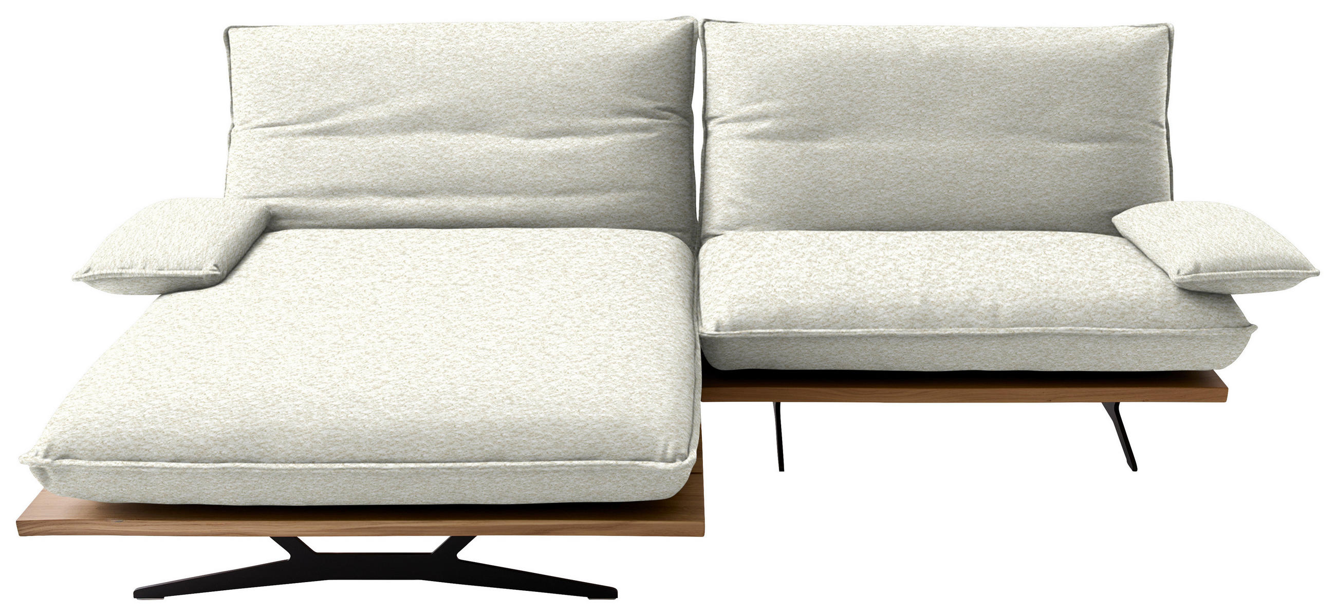 ECKSOFA Chenille, Flachgewebe Creme, Wildeiche  - Wildeiche/Creme, Design, Holz/Textil (161/284cm) - Koinor