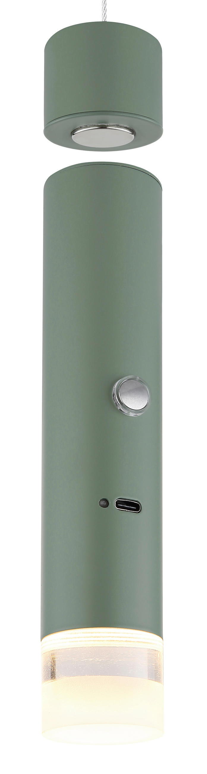 AKKU-LED-HÄNGELEUCHTE Nowa 3,8/120 cm   - Klar/Grün, Basics, Kunststoff/Metall (3,8/120cm) - Novel