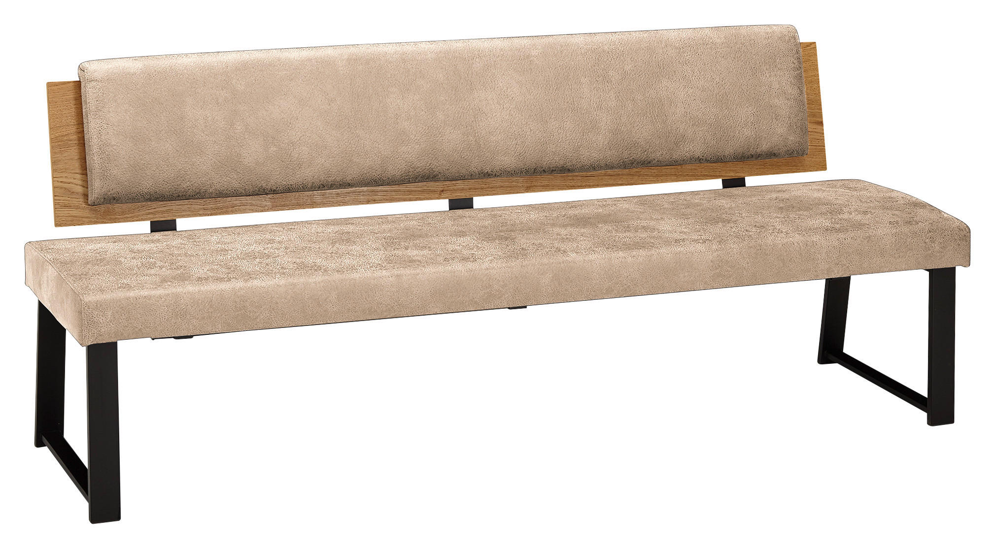 SITZBANK in Holz, Textil Beige  - Beige/Schwarz, Design, Holz/Textil (160/85/60cm) - Venda