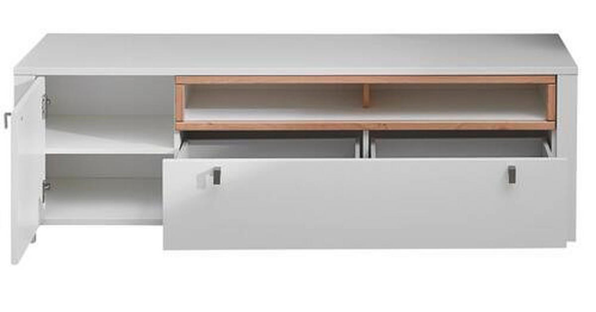 COMODĂ TV 162/51/47 cm  - culoare nichel/culoare lemn fag, Basics, metal/lemn (162/51/47cm) - Cantus