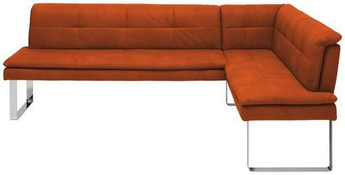 ECKBANK 213/154 cm Mikrofaser Orange, Chromfarben Metall - Chromfarben/Beige, Design, Textil/Metall (213/154cm) - Novel