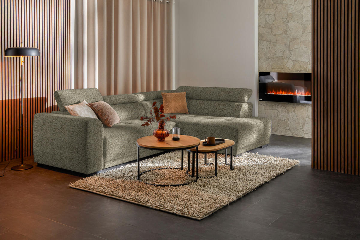 ECKSOFA in Struktur Hellbraun  284/205 cm  - Hellbraun/Schwarz, Design, Kunststoff/Textil (284/205cm) - Xora