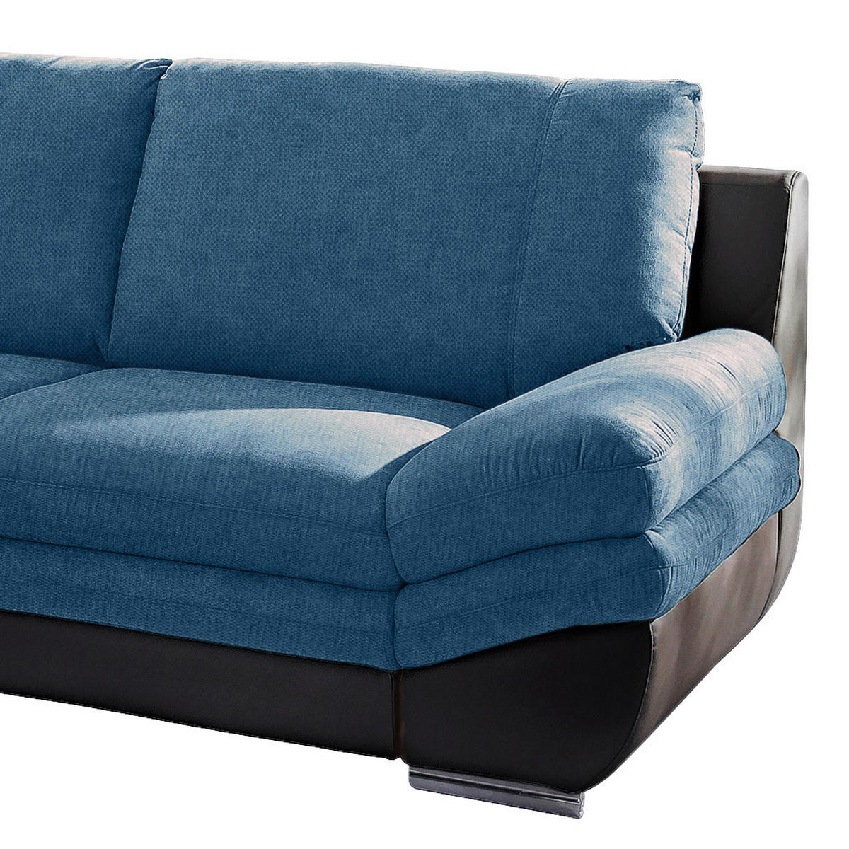 WOHNLANDSCHAFT in Blau, Schwarz  - Chromfarben/Blau, Modern, Textil/Metall (221/264cm) - MID.YOU
