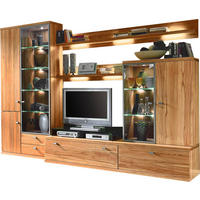WOHNWAND Icano  in Buchefarben  315/219,6/55,1 cm  - Buchefarben/Schwarz, KONVENTIONELL, Glas/Holz (315/219,6/55,1cm) - Invivus