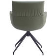 ARMLEHNSTUHL  Lederauswahl, Sitzfläche 360° drehbar, automatische Rückholfunktion  Echtleder  - Schwarz/Olivgrün, Design, Leder/Metall (64/86/63cm) - Dieter Knoll