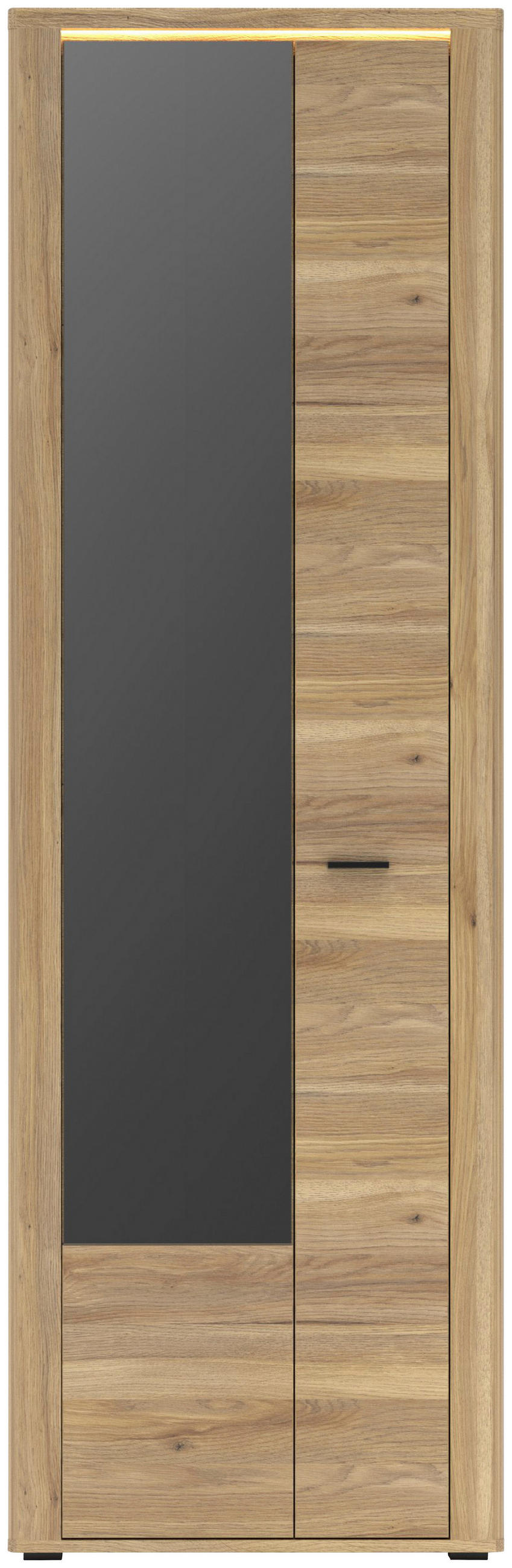 GARDEROBENSCHRANK  in 65/204/38 cm  - Eichefarben/Schwarz, KONVENTIONELL, Glas/Holzwerkstoff (65/204/38cm) - Xora