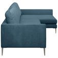 ECKSOFA Blau Chenille  - Blau/Silberfarben, KONVENTIONELL, Textil/Metall (284/143cm) - Carryhome