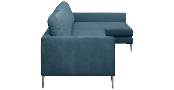 ECKSOFA Blau Chenille - Blau/Silberfarben, KONVENTIONELL, Textil/Metall (284/143cm) - Carryhome