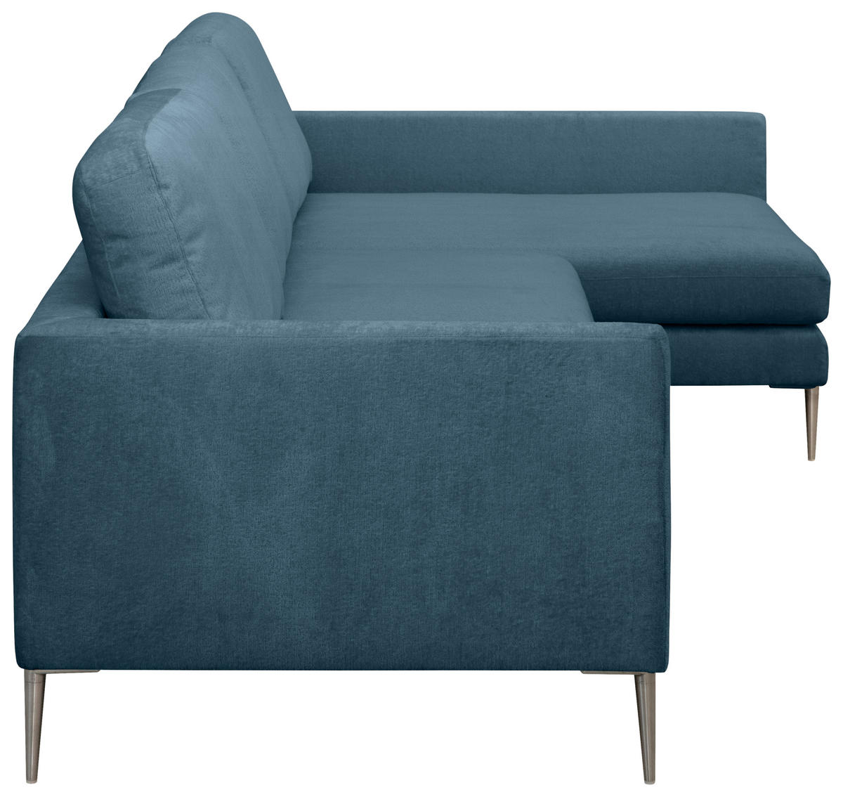 ECKSOFA Blau Chenille  - Blau/Silberfarben, KONVENTIONELL, Textil/Metall (284/143cm) - Carryhome