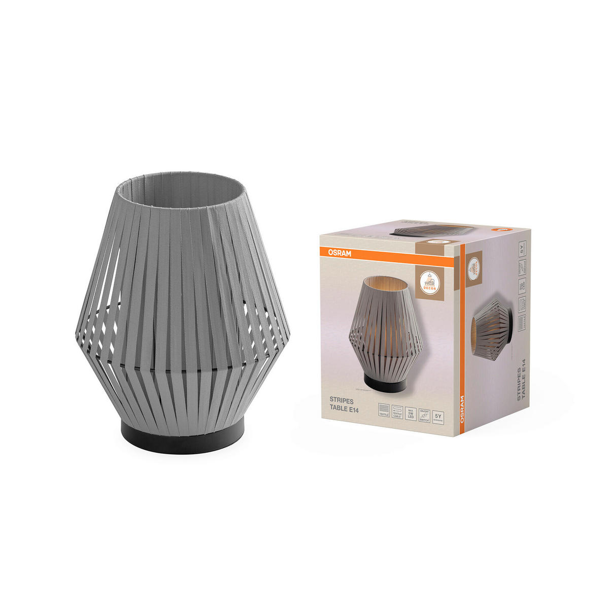 TISCHLEUCHTE 20,5/24,5 cm   - Dunkelgrau, Basics, Textil/Metall (20,5/24,5cm) - Osram
