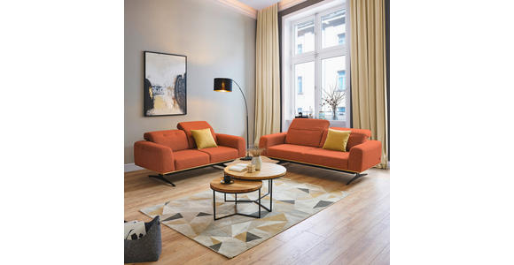 3-SITZER-SOFA in Struktur Orange  - Schwarz/Orange, Design, Textil/Metall (205/76-97/102cm) - Novel