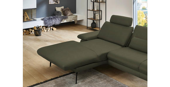 ECKSOFA in Echtleder Grün 180/310 cm - Schwarz/Grün, Design, Leder/Metall (180/310cm) - Dieter Knoll