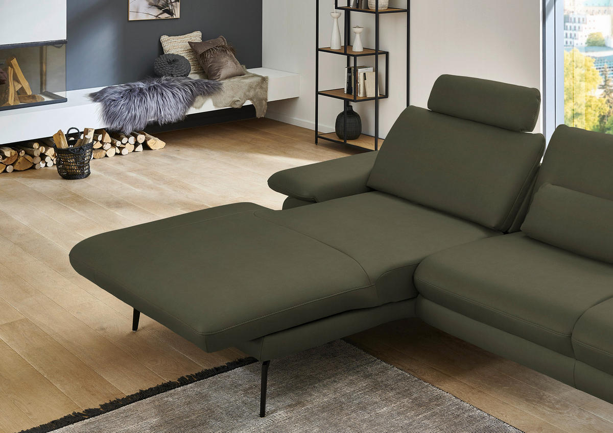ECKSOFA in Echtleder Grün  - Schwarz/Grün, Design, Leder/Metall (180/310cm) - Dieter Knoll