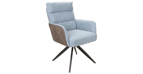 ARMLEHNSTUHL in Eisen Webstoff, Teddystoff - Blau/Schwarz, Design, Textil/Metall (60/91/67cm) - Novel