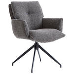ARMLEHNSTUHL  Sitzfläche 360° drehbar, automatische Rückholfunktion Webstoff  - Dunkelgrau/Schwarz, Design, Textil/Metall (66/89/69cm) - Novel
