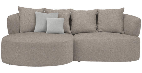 ECKSOFA  in Plüsch Graubraun  166/235 cm  - Graubraun/Schwarz, MODERN, Kunststoff/Textil (166/235cm) - Hom`in