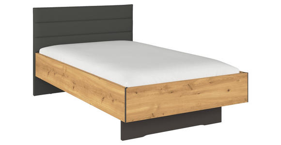 BETT 120/200 cm  in Graphitfarben, Eichefarben  - Eichefarben/Dunkelgrau, KONVENTIONELL, Holzwerkstoff/Textil (120/200cm) - Xora