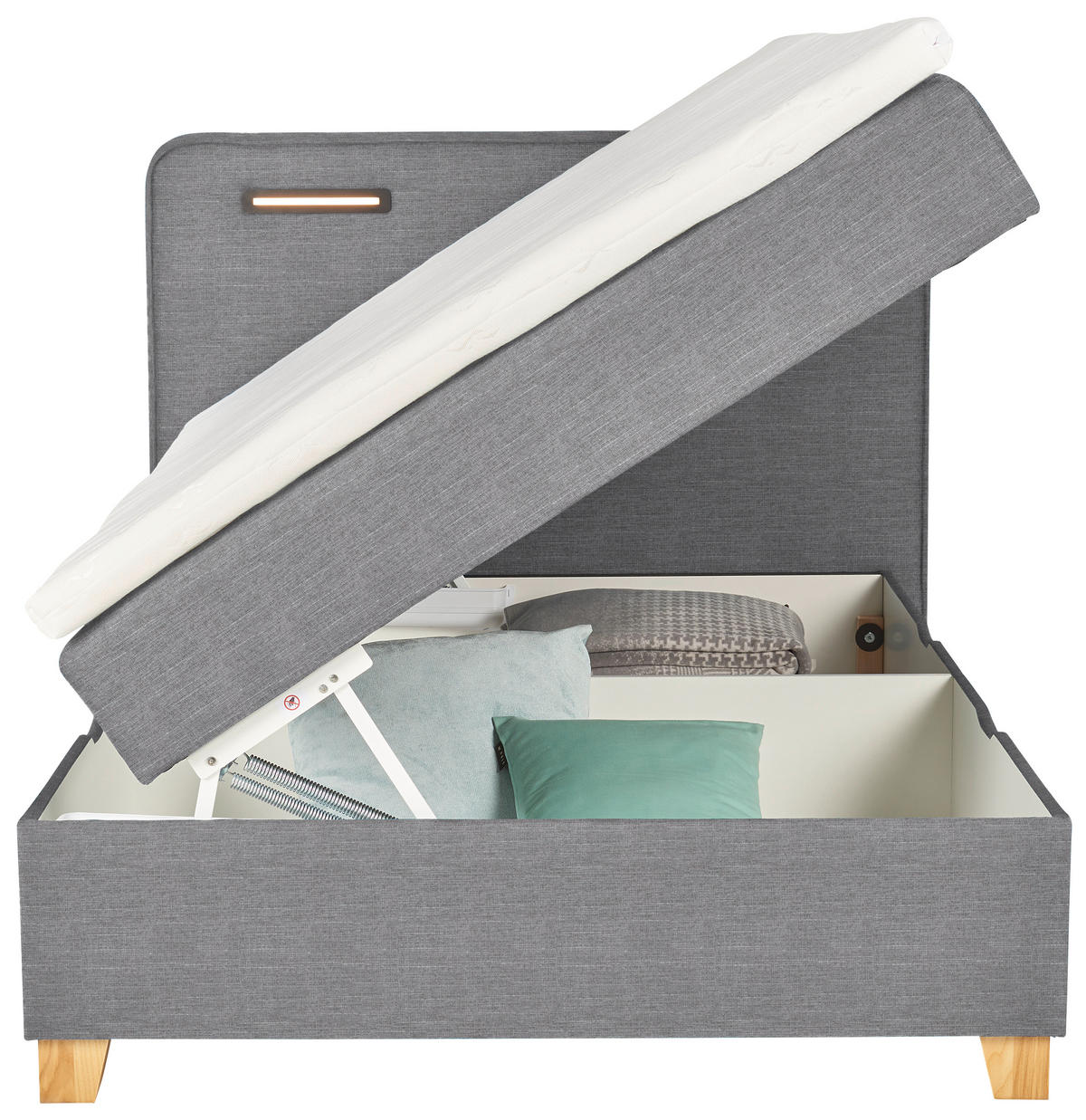 BOXBETT 120/200 cm  in Hellgrau  - Hellgrau, Konventionell, Holz/Textil (120/200cm) - Moderano