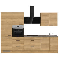 KÜCHENLEERBLOCK 300 cm   in Eichefarben, Schieferfarben  - Schieferfarben/Eichefarben, MODERN, Holzwerkstoff/Metall (300cm) - Nobilia