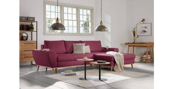 ECKSOFA in Webstoff Dunkelrot  - Eichefarben/Creme, Design, Holz/Textil (282/175cm) - Carryhome