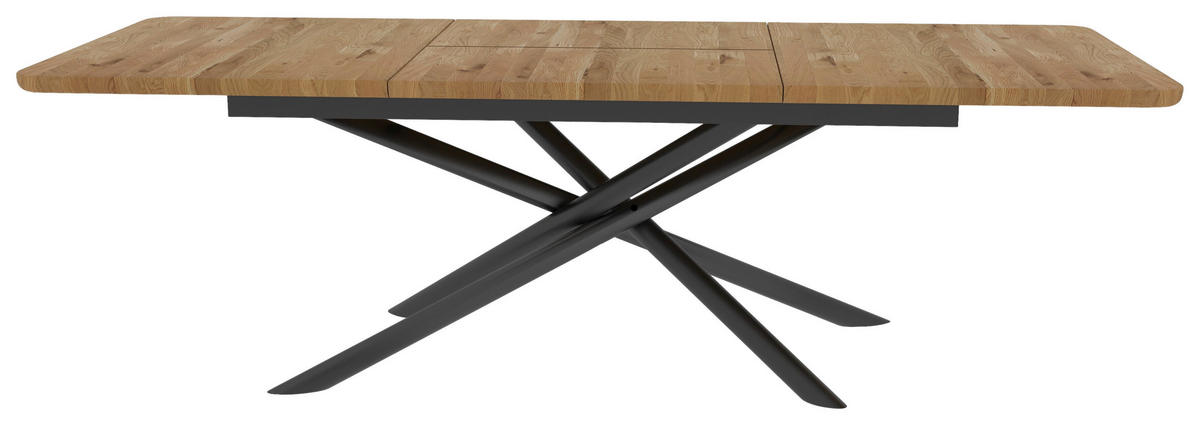 AUSZIEHTISCH in Holz 160 (240)/90/75 cm  - Wildeiche/Schwarz, Basics, Holz/Metall (160 (240)/90/75cm) - Linea Natura