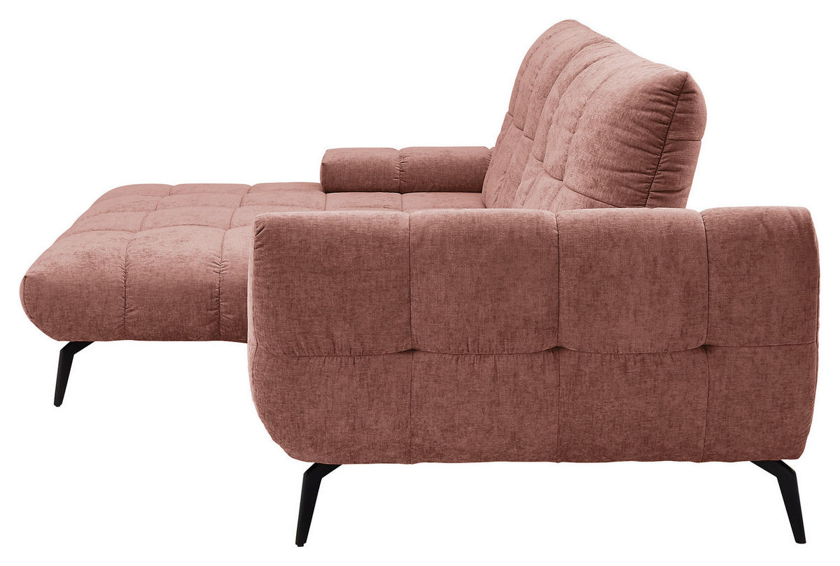 ECKSOFA Kupferfarben Flachgewebe Rücken echt, Sitztiefenverstellung  - Schwarz/Kupferfarben, KONVENTIONELL, Textil/Metall (211/273cm) - SetOne by Musterring