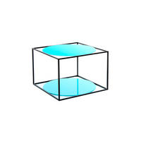 BEISTELLTISCH in Metall, Glas 50/50/36 cm  - Blau/Schwarz, Basics, Glas/Metall (50/50/36cm) - Kayoom