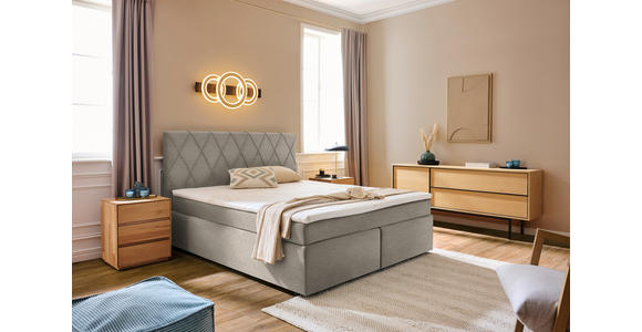 BOXSPRINGBETT 180/200 cm in Beige - Beige/Schwarz, Design, Kunststoff/Textil (180/200cm) - Xora