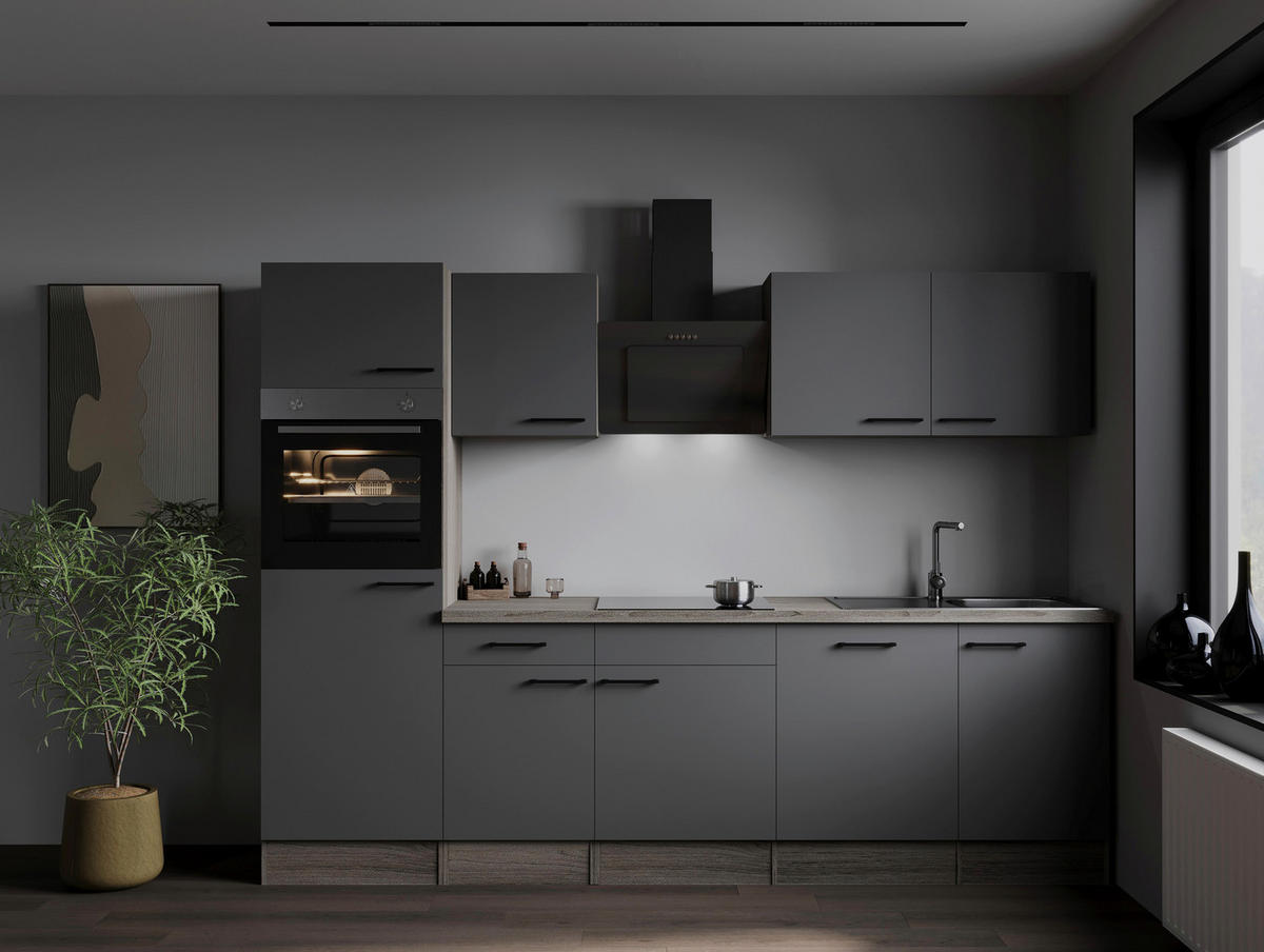 MODULKÖK 280 cm   i grå, ekfärgad  - svart/grå, Design, metall/trämaterial (280cm) - Respekta