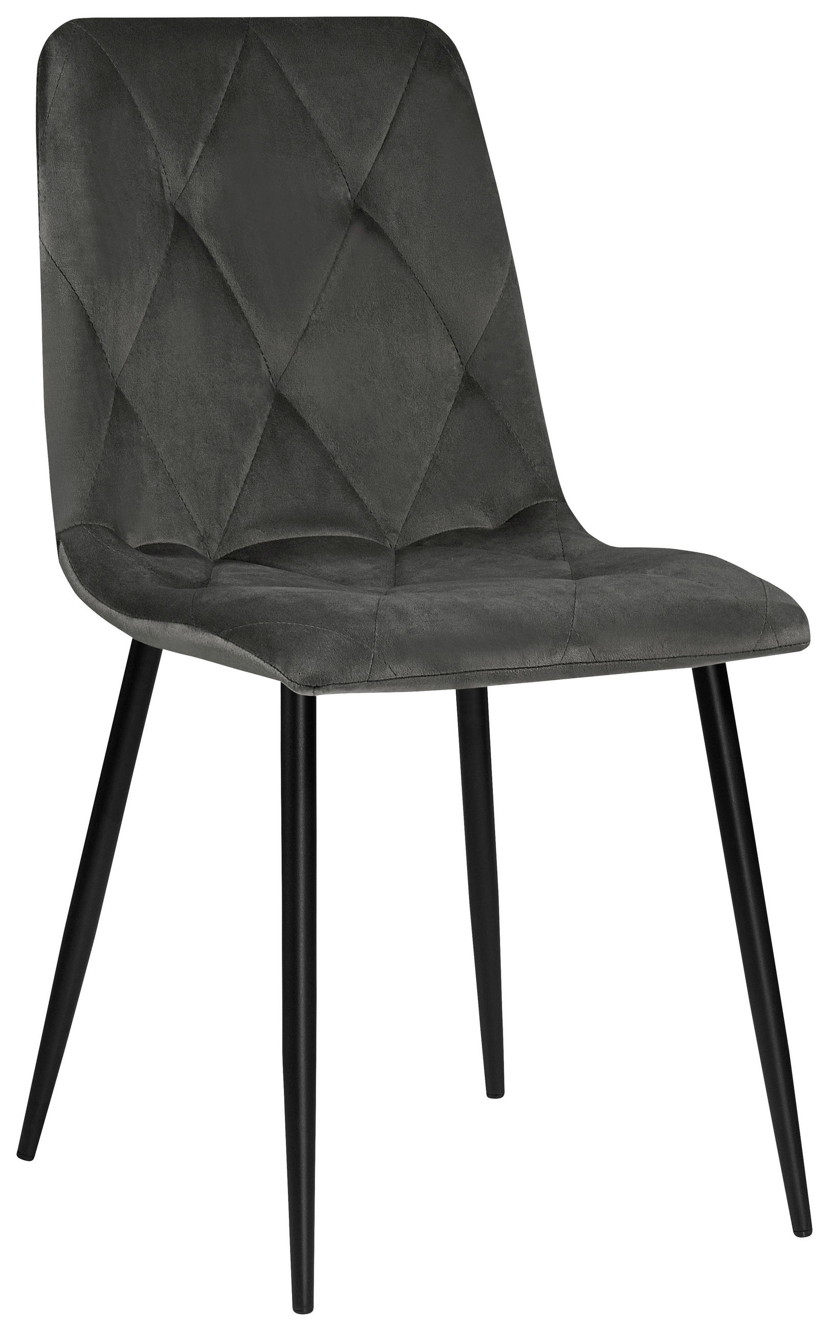 STUHL-SET 4 Stück  in Eisen Samt  - Dunkelgrau/Schwarz, Design, Textil/Metall (43/84/56cm) - Boxxx