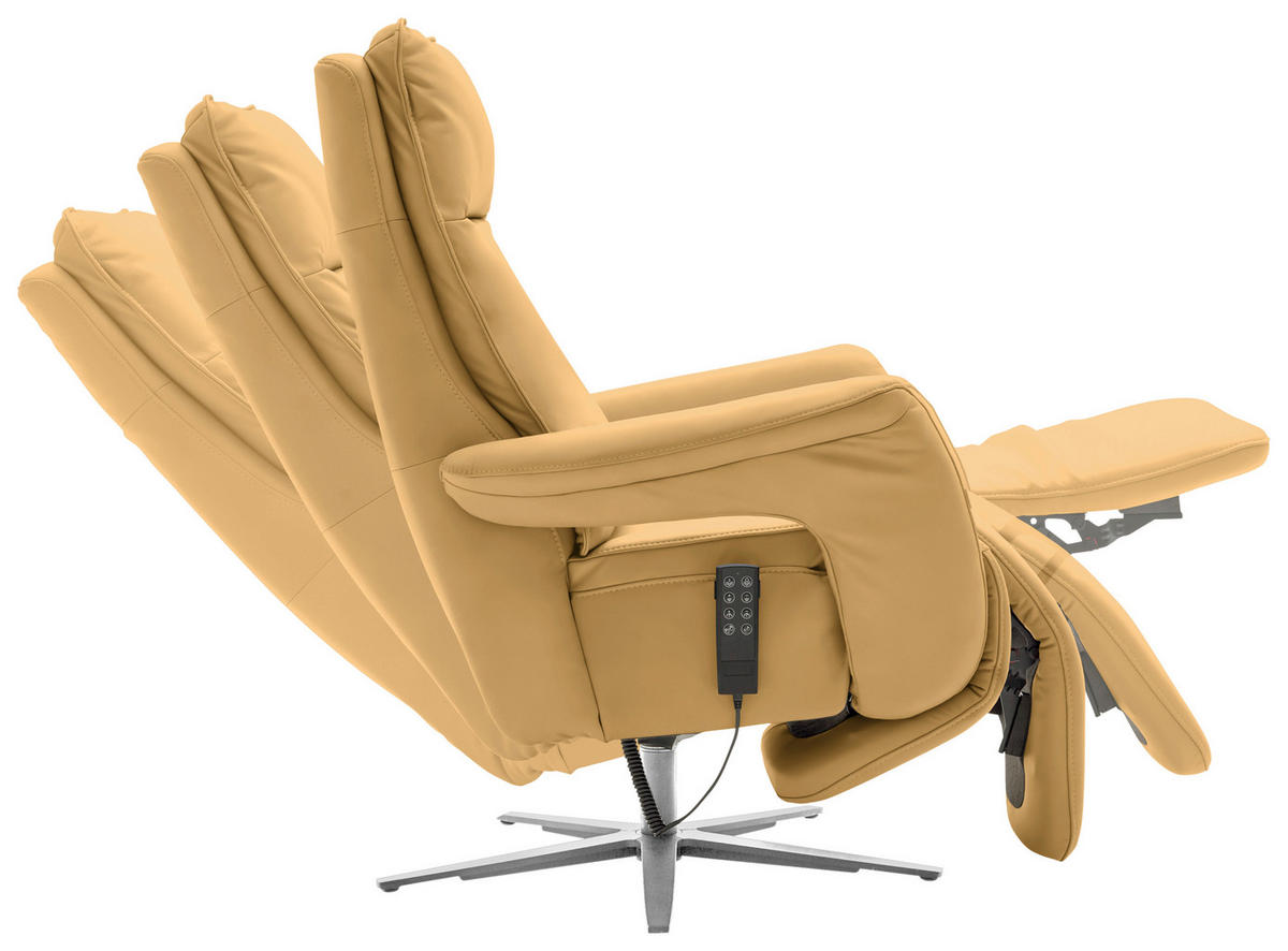 RELAXSESSEL in Leder Gelb  - Edelstahlfarben/Gelb, Design, Leder/Metall (79-83/116/87-176cm) - Valdera