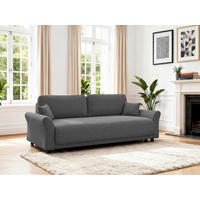 SCHLAFSOFA Flachgewebe, Struktur Grau  inkl. Zierkissen, Rückenkissen, Bettkasten, Schlaffunktion, Rücken echt  - Schwarz/Grau, Design, Textil (244/88/100cm) - P & B