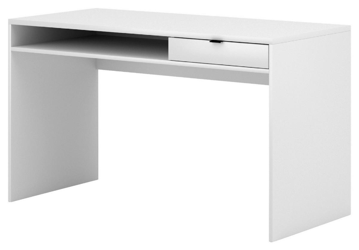 PÍSACÍ STÔL, biela, 130/60/76 cm - čierna/biela, Design, kompozitné drevo/plast (130/60/76cm) - MID.YOU