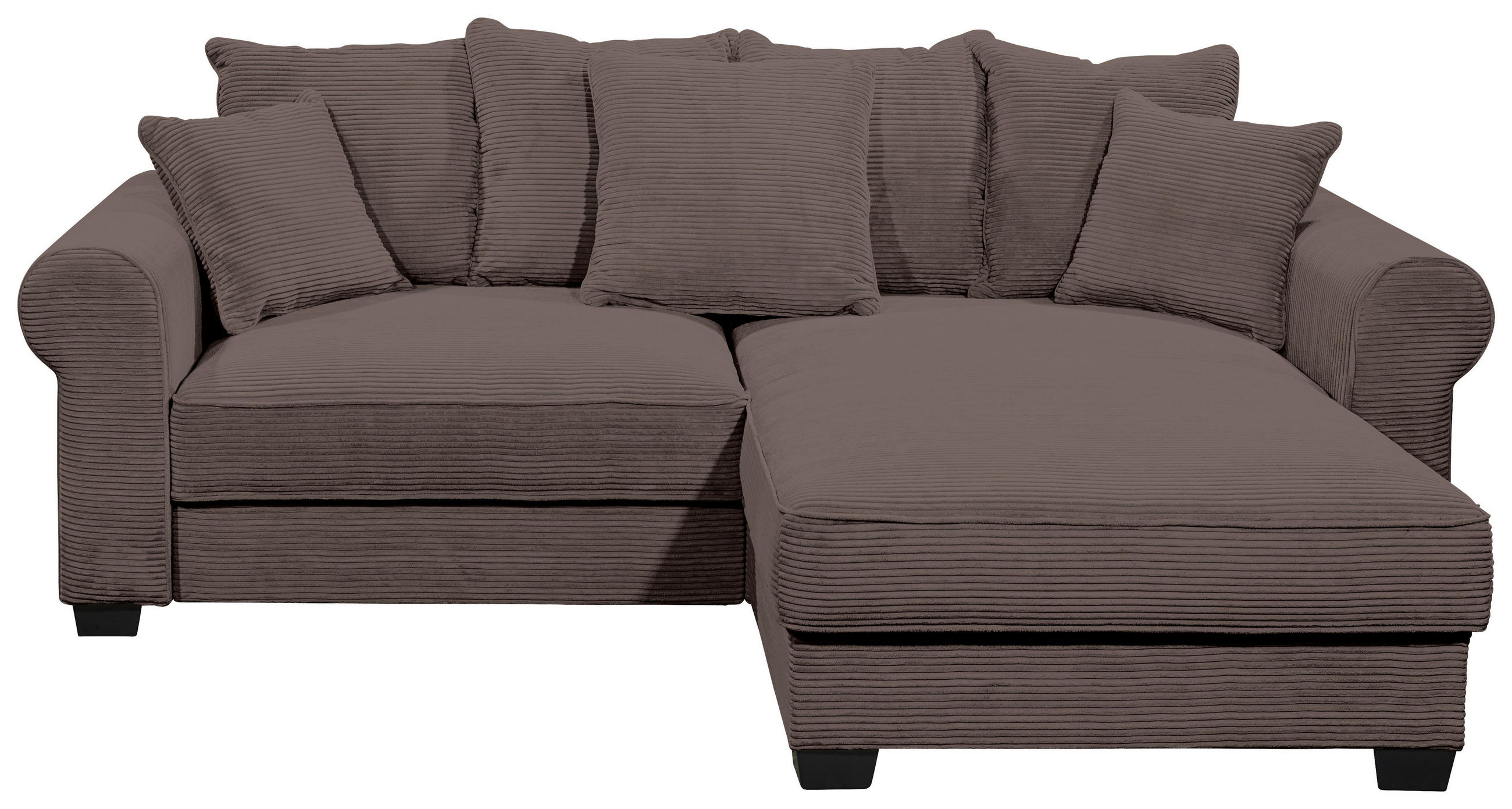 ECKSOFA Braun Cord  - Schwarz/Braun, KONVENTIONELL, Kunststoff/Textil (255/185cm) - Hom`in