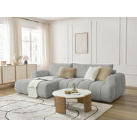 ECKSCHLAFSOFA FUJI Bouclé Hellgrau  inkl.  - Hellgrau/Schwarz, MODERN, Kunststoff/Textil (160/292cm)