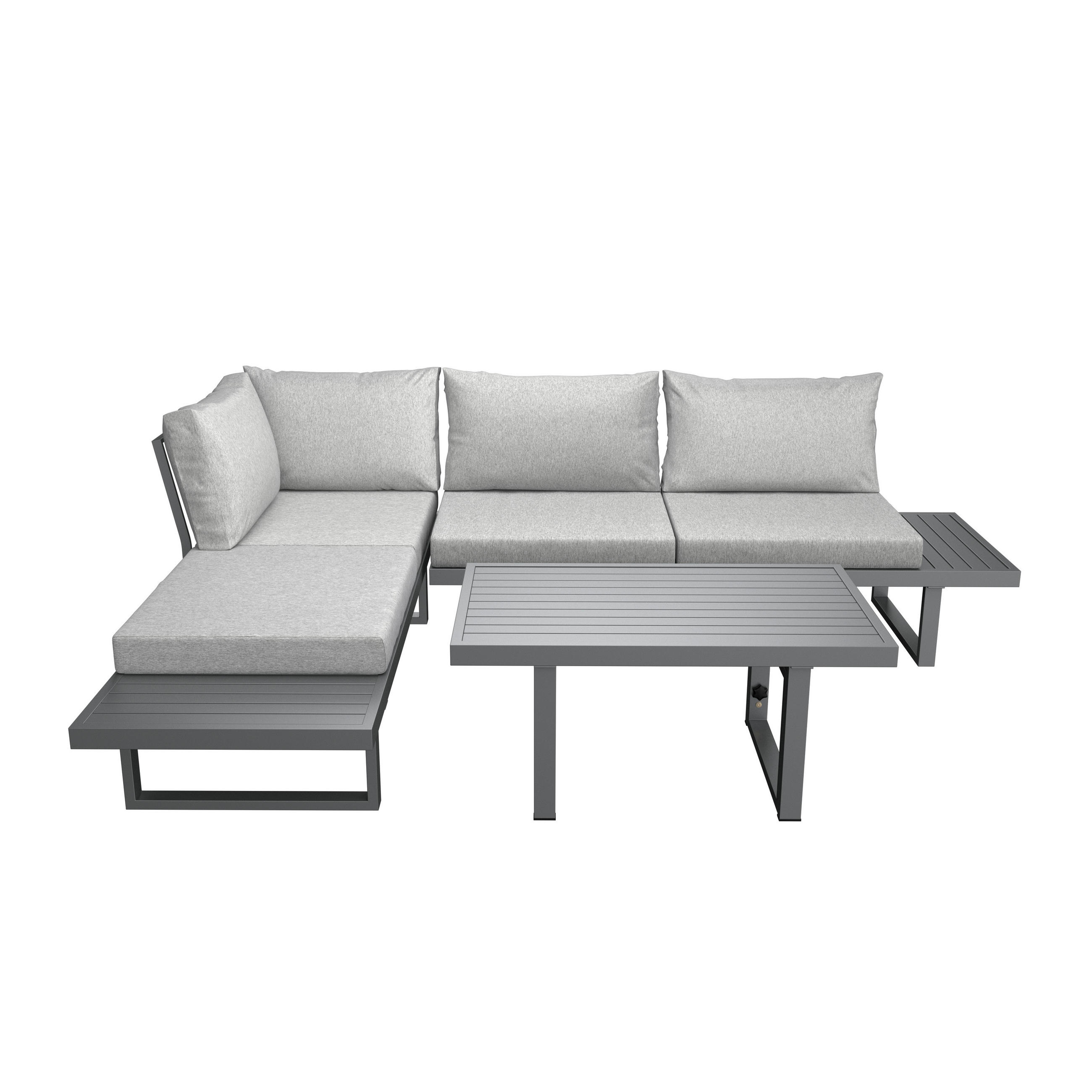 LOUNGE GARNITURA   metal  siva    - siva, Design, metal (176/100/71/46/67/74,5/60,5cm) - Ambia Garden