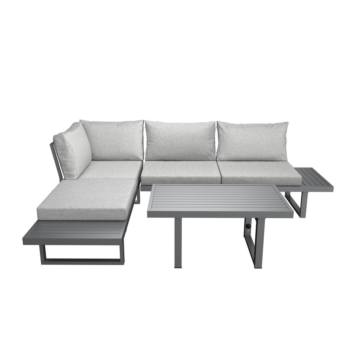 LOUNGE GARNITURA jeklo  - siva, Design, kovina (176/100/71/46/67/74,5/60,5cm) - Ambia Garden