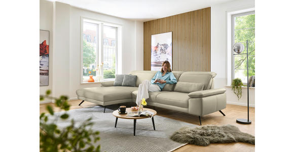 ECKSOFA in Echtleder Naturfarben  - Schwarz/Naturfarben, Design, Leder/Metall (193/332cm) - Dieter Knoll