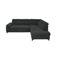ECKSOFA Schwarz Chenille Bettkasten, Schlaffunktion, Rücken echt, Kopfteilverstellung, Liegefläche im Originalstoff  - Schwarz, KONVENTIONELL, Textil/Metall (265/206cm) - Carryhome