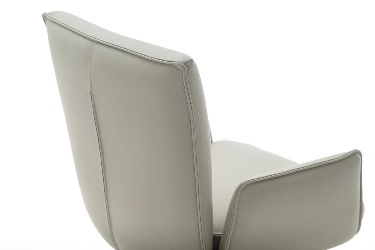 ARMLEHNSTUHL  in Stahl Echtleder pigmentiert  - Creme/Schwarz, Design, Leder/Metall (63/89/65cm) - Valnatura