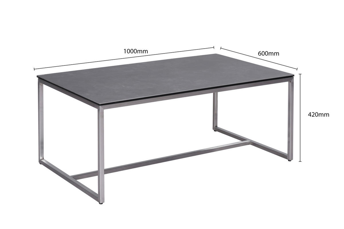 COUCHTISCH in Metall, Glas, Keramik 100/60/42 cm  - Edelstahlfarben/Anthrazit, Design, Glas/Keramik (100/60/42cm) - Novel