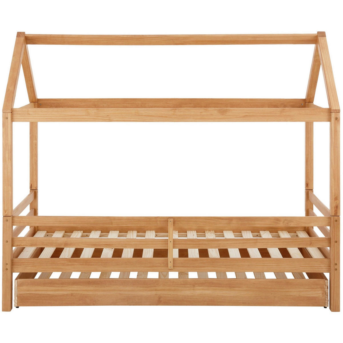 HAUSBETT 90/200 cm,  in Naturfarben, Bettschublade, Lattenrost für Zusatzbett, Lattenrost für Hauptbett  - Naturfarben, MODERN, Holz (90/200cm) - MID.YOU