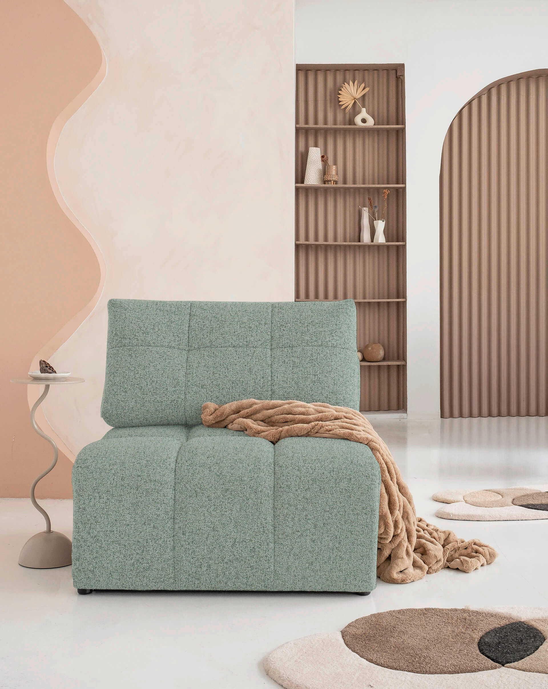 SOFAELEMENT  in Türkis  - Türkis/Schwarz, Design, Textil (96/94/96cm) - MID.YOU