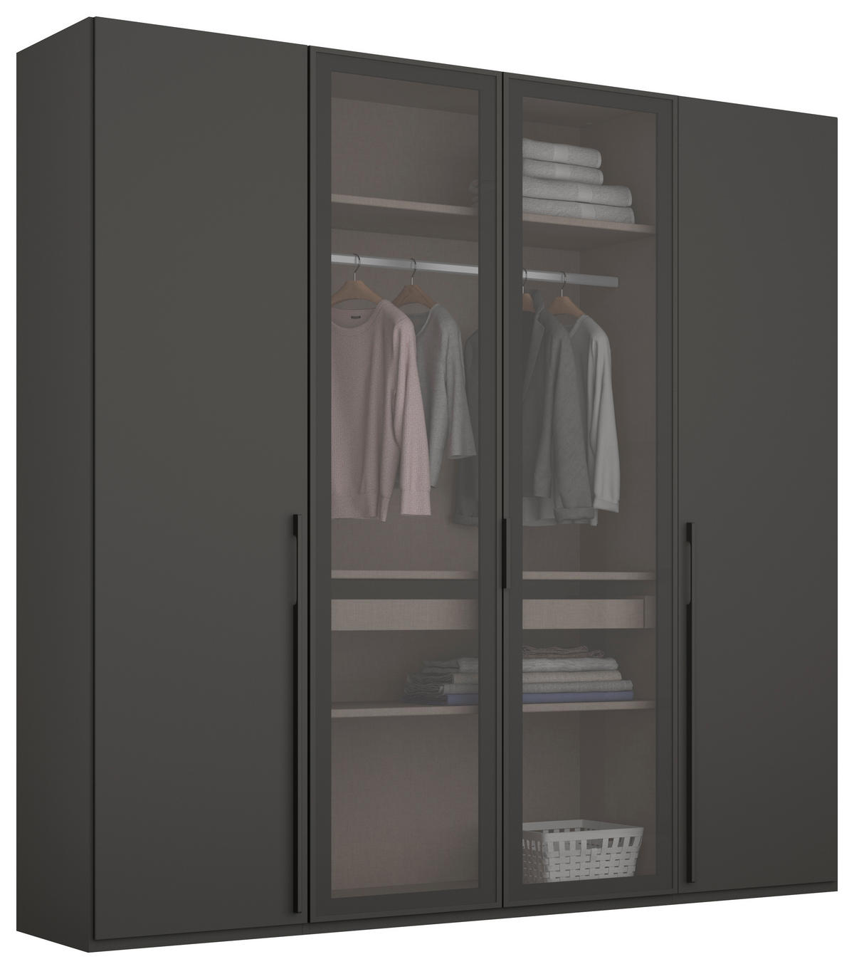 DREHTÜRENSCHRANK 201/223/60 cm 4-türig Graphitfarben, Grau  - Graphitfarben/Grau, Trend, Glas/Holzwerkstoff (201/223/60cm) - Novel