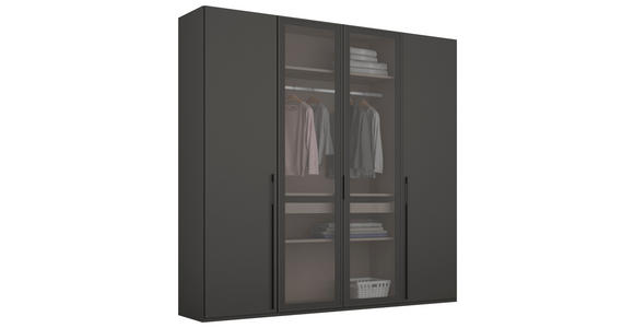 DREHTÜRENSCHRANK in Graphitfarben, Grau - Graphitfarben/Grau, Trend, Glas/Holzwerkstoff (201/223/60cm) - Novel