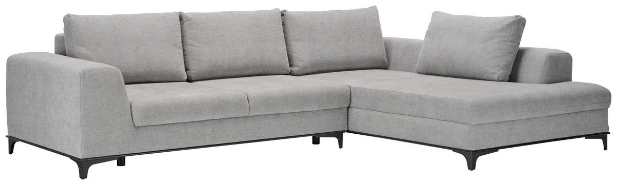 ECKSOFA in Webstoff Grau  - Schwarz/Grau, Design, Textil/Metall (314/211cm) - Stylife