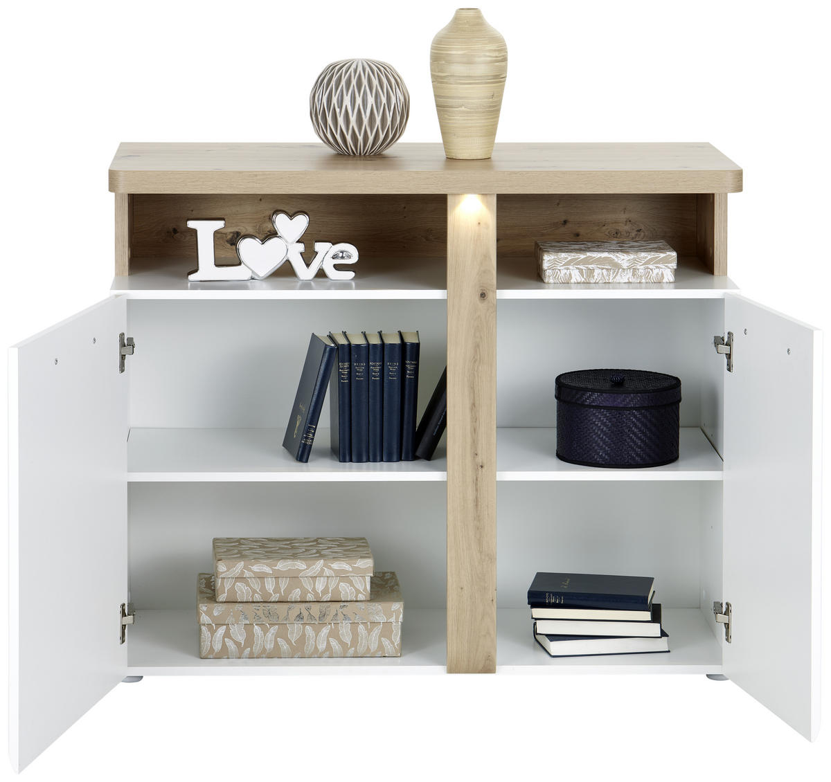 SIDEBOARD  in 103,5/85,9/43,2 cm  - Chromfarben/Eichefarben, MODERN, Holzwerkstoff/Kunststoff (103,5/85,9/43,2cm)