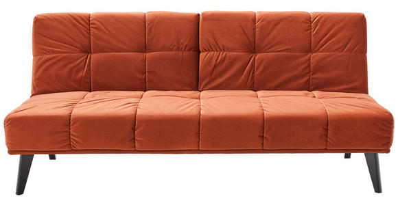 SCHLAFSOFA in Samt Dunkelorange  - Dunkelorange/Schwarz, Design, Holz/Textil (185/80/88cm) - Carryhome