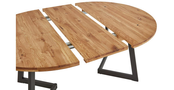 ESSTISCH Eichefarben rund  ausziehbar  - Eichefarben/Schwarz, KONVENTIONELL, Holz/Metall (110-170/110/75cm) - Linea Natura
