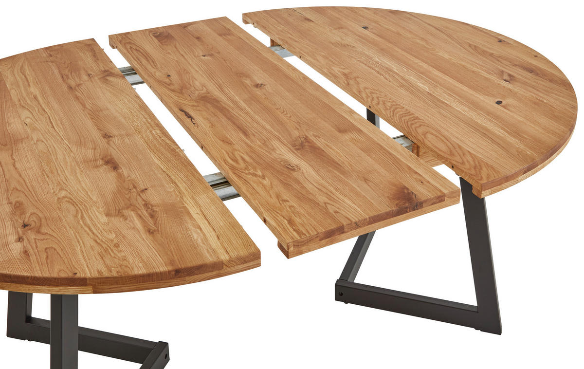 ESSTISCH Eichefarben rund  ausziehbar  - Eichefarben/Schwarz, KONVENTIONELL, Holz/Metall (110-170/110/75cm) - Linea Natura